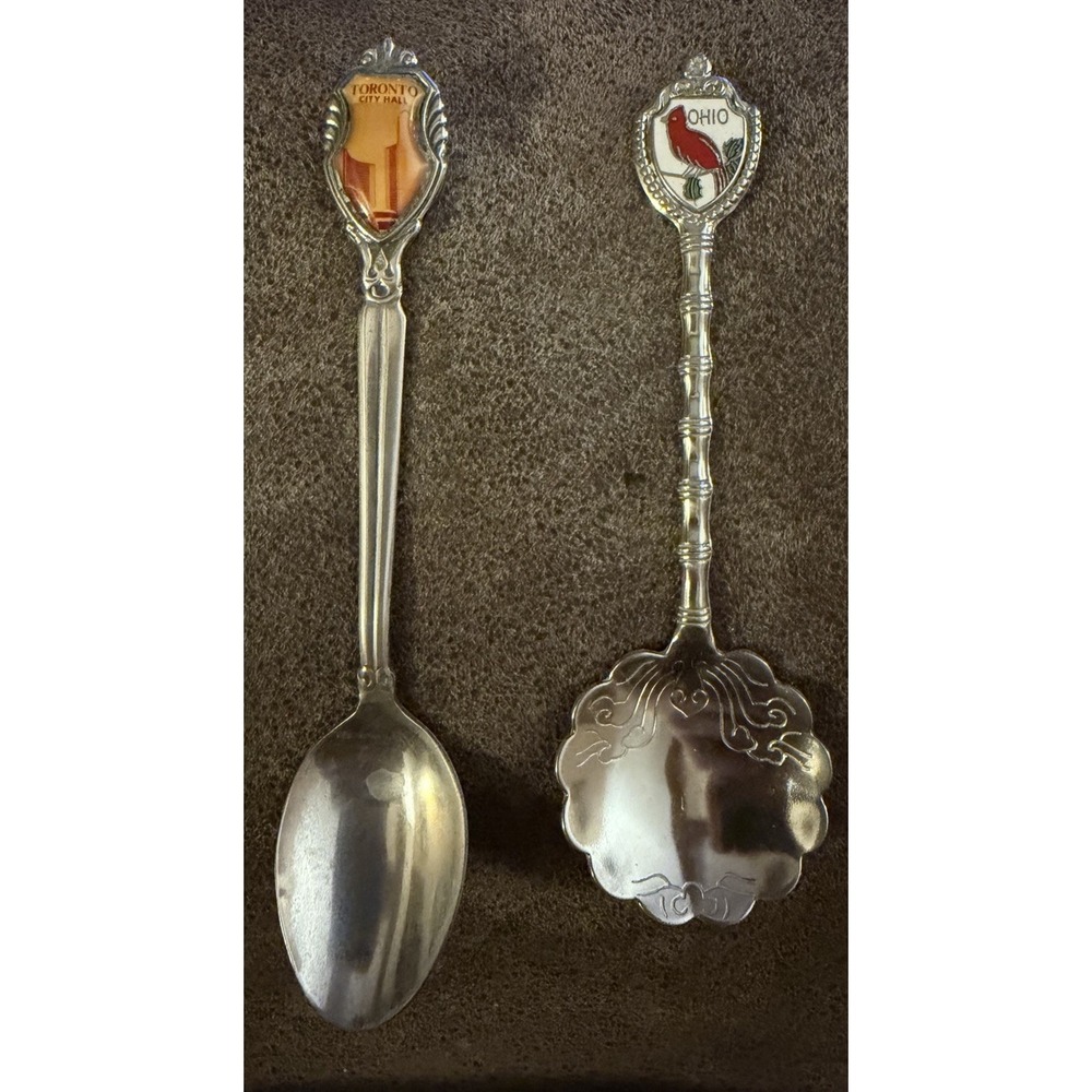 Vintage Lot 14 Collectible Spoons Souvenir Silver Plated 3.75"-5" - Picture 10 of 11